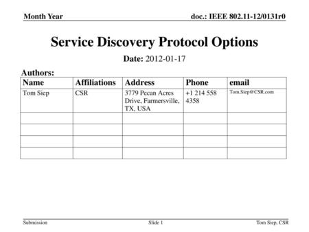 Service Discovery Protocol Options