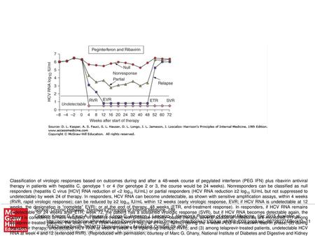 Classification of virologic responses based on outcomes during and after a 48-week course of pegylated interferon (PEG IFN) plus ribavirin antiviral therapy.