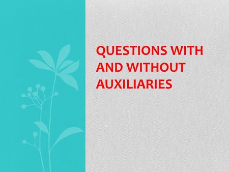 Questions with and without auxiliaries