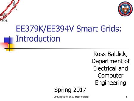 EE379K/EE394V Smart Grids: Introduction