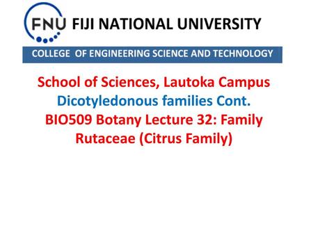 School of Sciences, Lautoka Campus Dicotyledonous families Cont