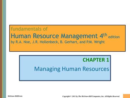 CHAPTER 1 Managing Human Resources