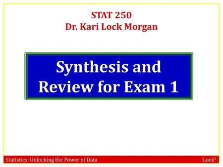 Synthesis and Review for Exam 1