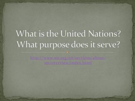 What is the United Nations? What purpose does it serve?