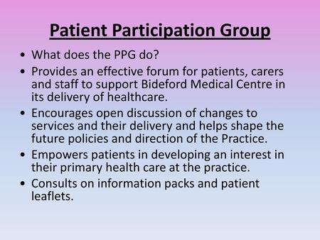 Patient Participation Group