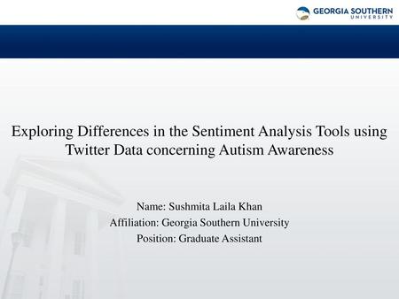 Name: Sushmita Laila Khan Affiliation: Georgia Southern University