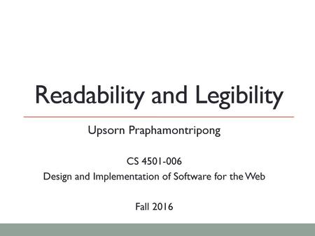 Readability and Legibility