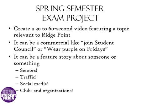 Spring semester exam project