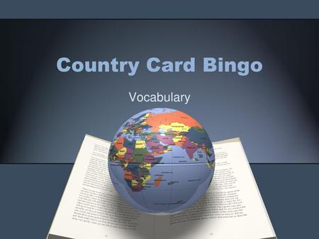 Country Card Bingo Vocabulary.