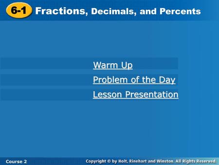 Fractions, Decimals, and Percents