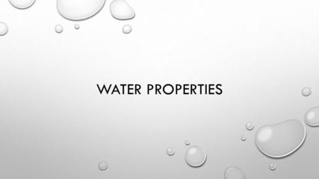 Water properties.