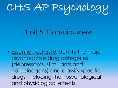 CHS AP Psychology Unit 5: Consciousness