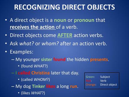 RECOGNIZING DIRECT OBJECTS