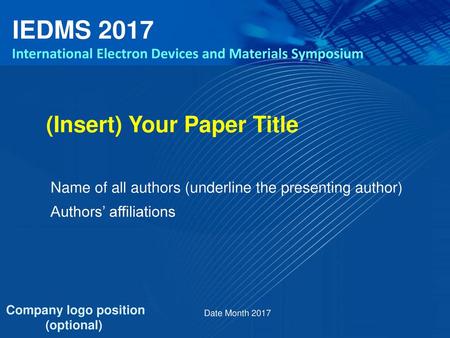 IEDMS 2017 (Insert) Your Paper Title