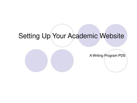 Setting Up Your Academic Website