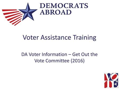 Voter Assistance Training