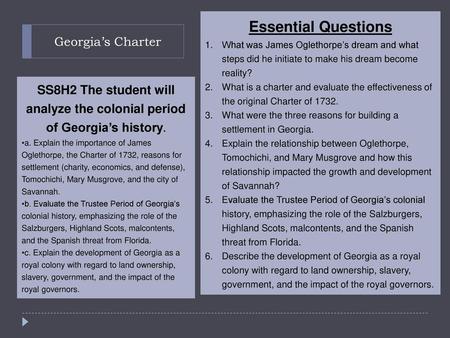 Essential Questions Georgia’s Charter