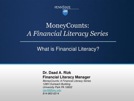 MoneyCounts: A Financial Literacy Series