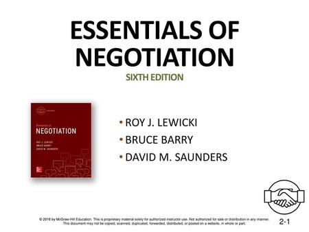 ESSENTIALS OF NEGOTIATION SIXTH EDITION