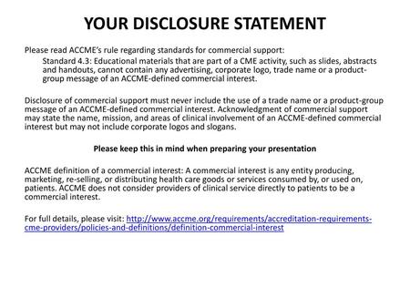 YOUR DISCLOSURE STATEMENT