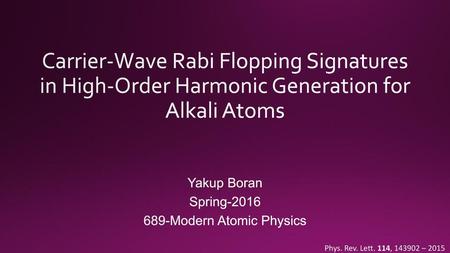 Yakup Boran Spring Modern Atomic Physics