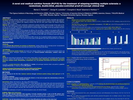 A novel oral medical nutrition formula (PLP10) for the treatment of relapsing-remitting multiple sclerosis: a randomized, double-blind, placebo-controlled.