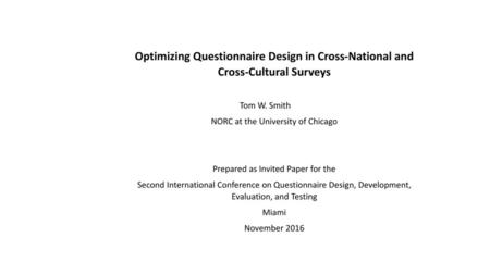    Tom W. Smith NORC at the University of Chicago