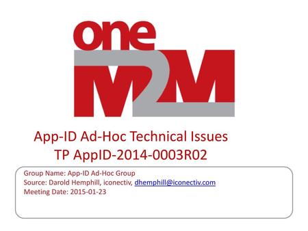 App-ID Ad-Hoc Technical Issues TP AppID R02