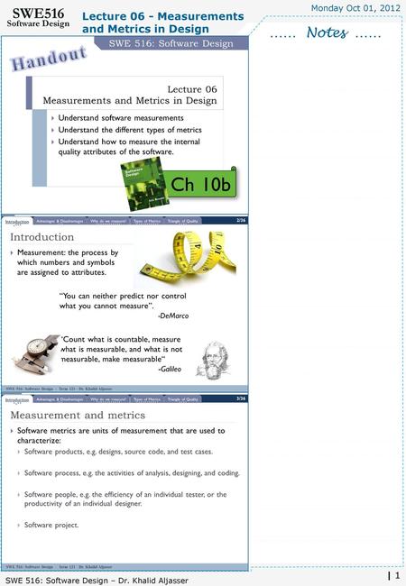 …… Notes …… Lecture 06 - Measurements and Metrics in Design