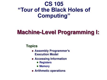 Machine-Level Programming I: