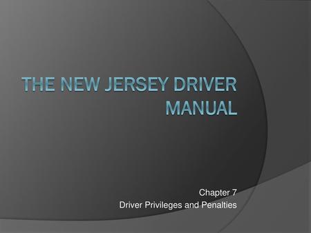 The New Jersey Driver Manual