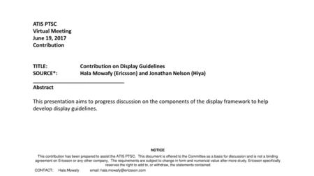 TITLE: Contribution on Display Guidelines