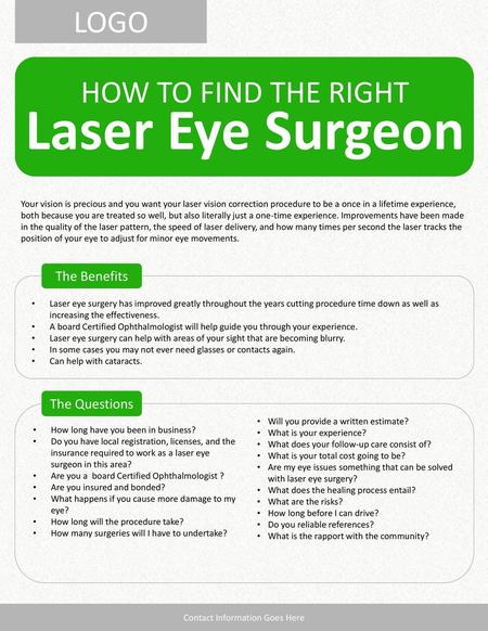 Laser Eye Surgeon LOGO HOW TO FIND THE RIGHT The Benefits