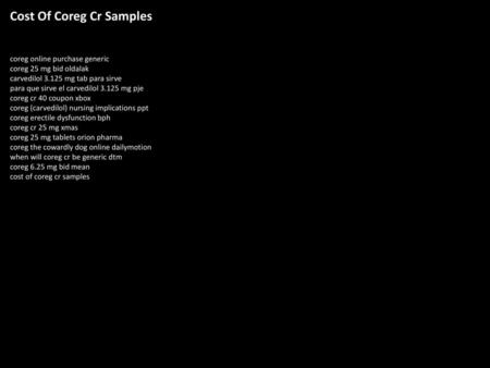 Cost Of Coreg Cr Samples