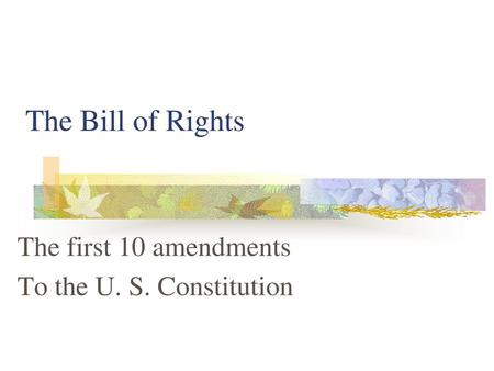 The first 10 amendments To the U. S. Constitution