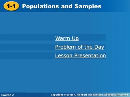 Populations and Samples