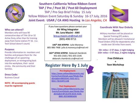 Register Here By 1 July Southern California Yellow Ribbon Event