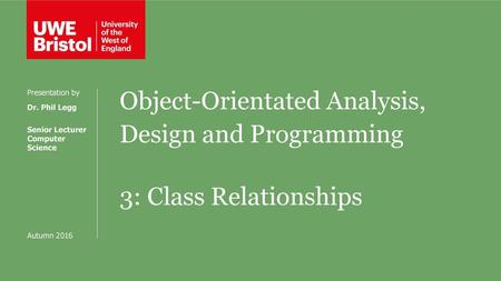 Object-Orientated Analysis, Design and Programming