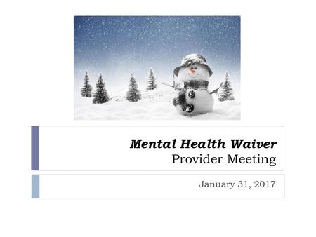 Mental Health Waiver Provider Meeting