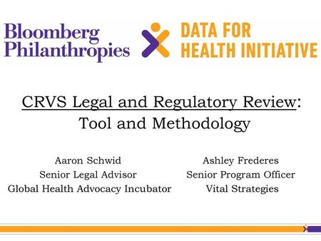 CRVS Legal and Regulatory Review: Tool and Methodology