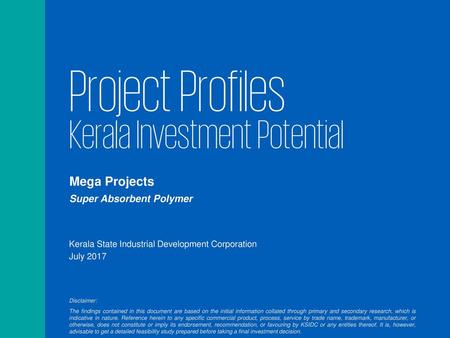 Project Profiles Kerala Investment Potential