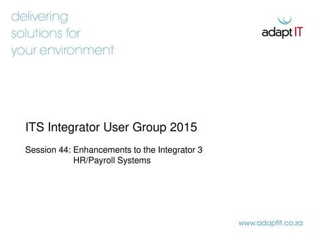 ITS Integrator User Group 2015