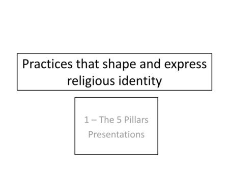 Practices that shape and express religious identity