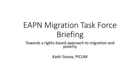 EAPN Migration Task Force Briefing