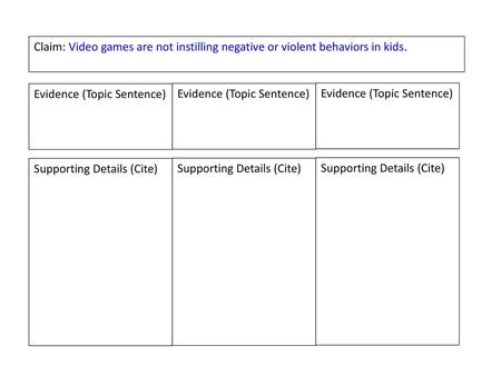 Evidence (Topic Sentence) Evidence (Topic Sentence)