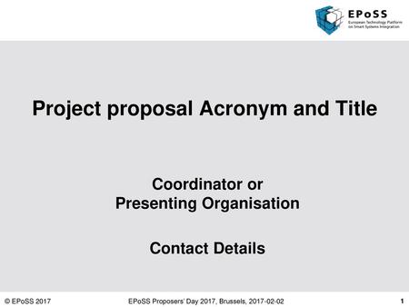 Project proposal Acronym and Title