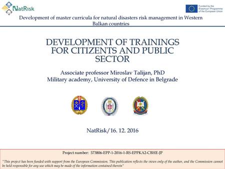 DEVELOPMENT OF TRAININGS FOR CITIZENTS AND PUBLIC SECTOR