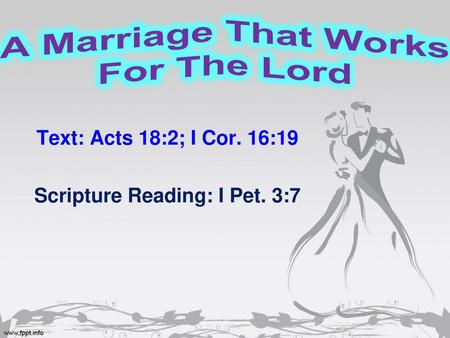 A Marriage That Works For The Lord