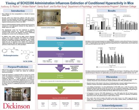 Timing of SCH23390 Administration Influences Extinction of Conditioned Hyperactivity in Mice Anthony S. Rauhut 1,2, Kristen Ratner2, Sandy Buck2, and Ee-Rah.