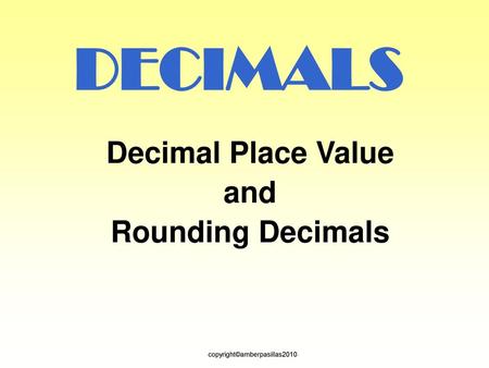 Decimal Place Value and Rounding Decimals